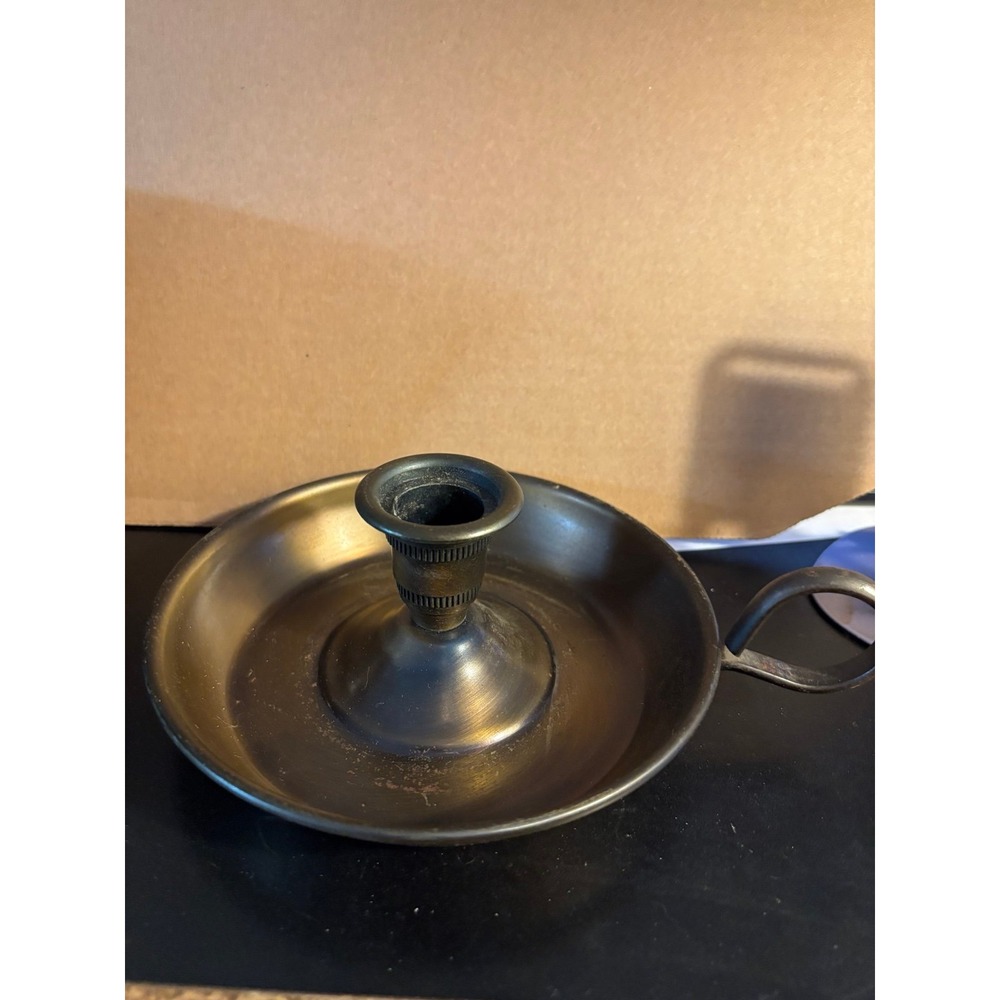 Antique Brass Chamberstick Candle Holder
